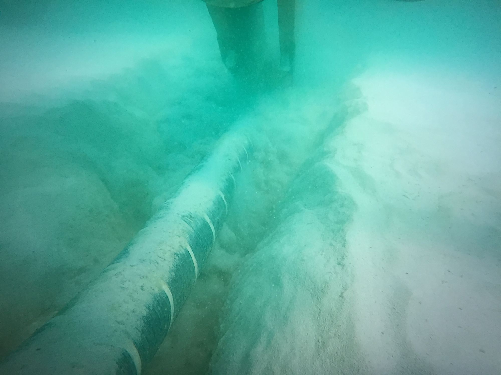 Underwater view during burial work